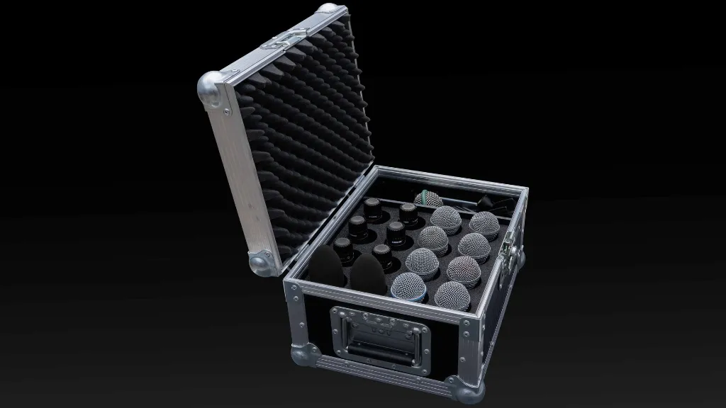 Wnętrze case’a na mikrofony z dopasowanym układem otworów case art.webp